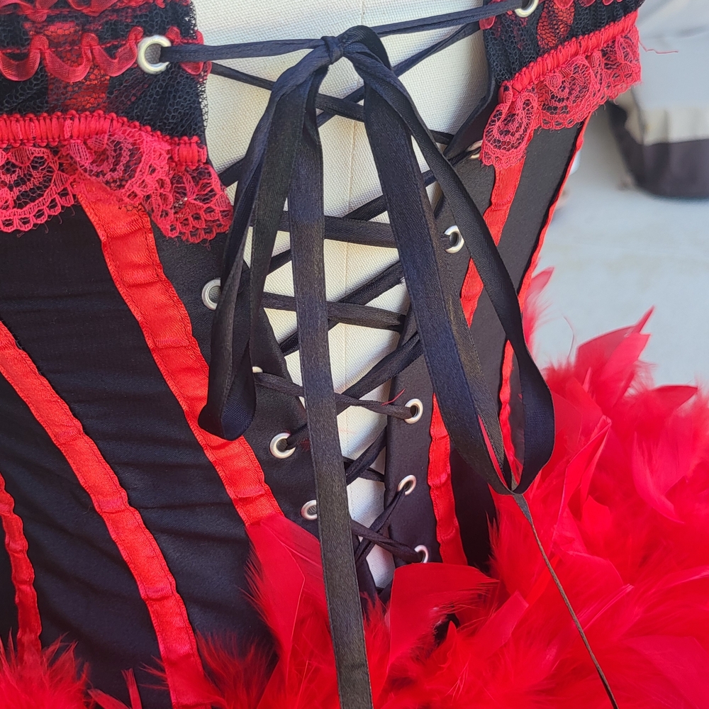 Vintage Burlesque Moulin Rouge Can-Can corset with boots costume, small? - Picture 5 of 16